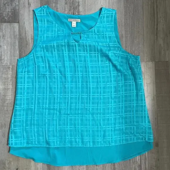 DANA BUCHMAN Women's Textured Print Sleeveless Blouse- Size L - Picture 10 of 11